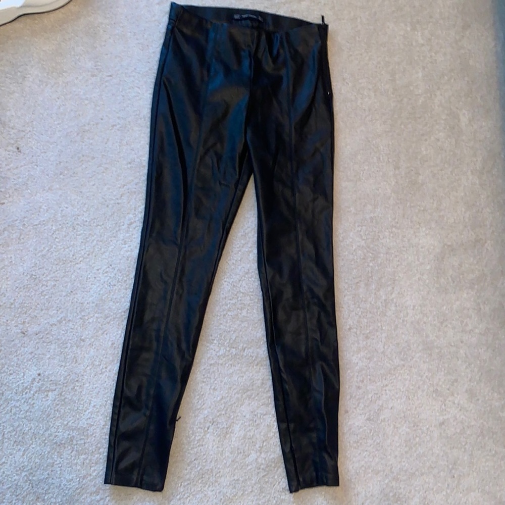 Zara black leather tight pants